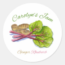 ginger rhubarb label round stickers