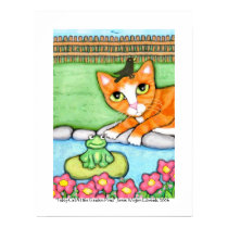 Ginger Tabby Cat By The Pond posters