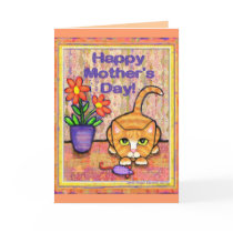 Ginger Tabby Cat Mother's Day Greeting Card