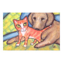 Ginger Tabby Kitten With Golden Labrador Retriever posters
