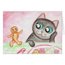 Gingerbread Cat Christmas Card