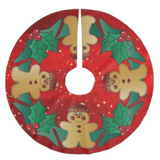 Gingerbread Christmas Holiday Brushed Polyester Tree Skirt
