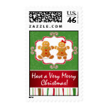 Gingerbread Cookie Couple Christmas Party Postage Stamp