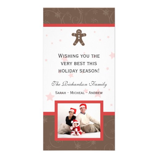 Gingerbread Cookie Happy Holidays Family Photo Car Picture Card
