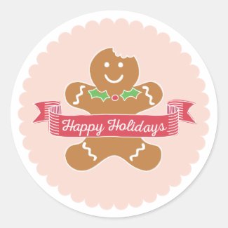 Gingerbread Cookie Happy Holidays Sticker