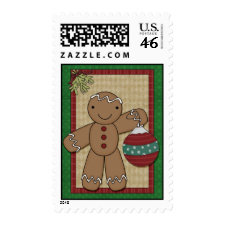 Cute Gingerbread Cookie with Ornament Christmas stamps