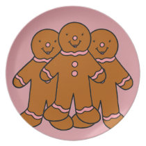Gingerbread Cookies Pink Icing Dinner Plate