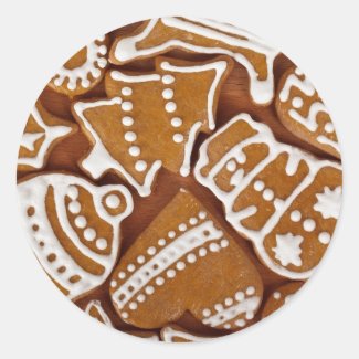 Gingerbread cookies round stickers