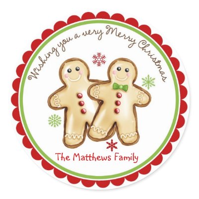 Gingerbread Couple Christmas Holiday Stickers