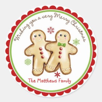 Gingerbread Couple Christmas Holiday Stickers
