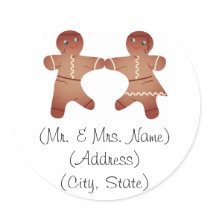 Gingerbread Couple Holiday Address Labels stickers