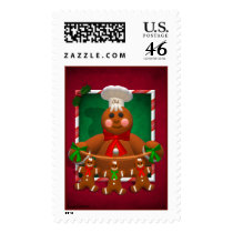 Gingerbread Family: Funny Baker Postage Stamp