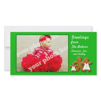 Gingerbread Family With Girl Christmas or Holiday Custom Photo Card Template
