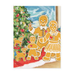 Gingerbread Family With Their Christmas Tree Postcard