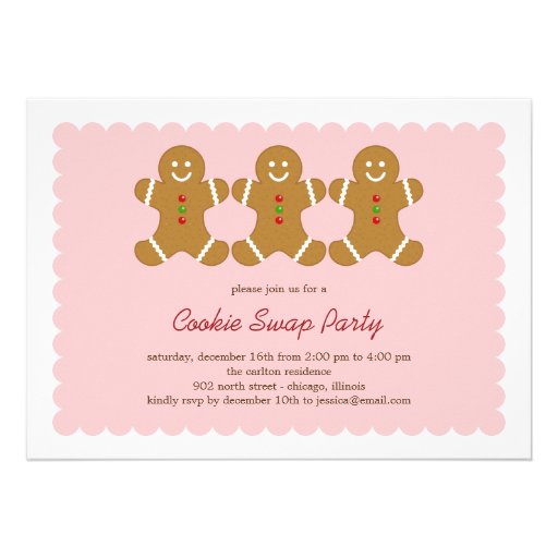 Gingerbread Friends Cookie Swap or Holiday Party Invite (front side)