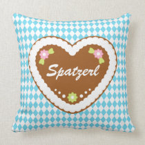 Gingerbread Heart on Bavarian Flag Pattern pillows