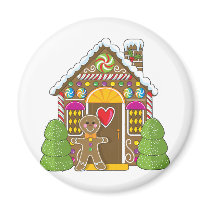 Gingerbread House and Man Refrigerator Magnet