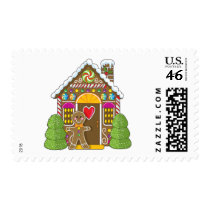 Gingerbread House and Man postage by mariabellimages Gingerbread House and Man postage