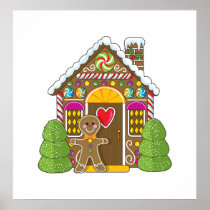 Gingerbread House and Man Print