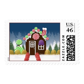 Gingerbread House Christmas Postage stamp