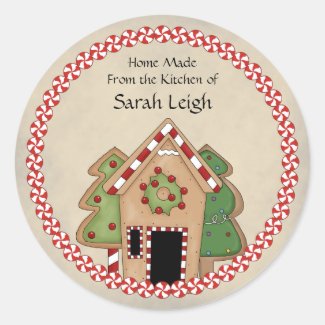 Gingerbread House Food Gift Sticker Round Sticker