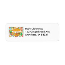 Gingerbread House Frosted Cookies Christmas Scene Custom Return Address Label
