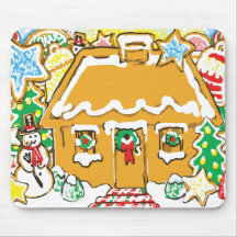 Gingerbread House Frosted Cookies Christmas Scene Mouse Pad