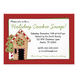Gingerbread House Holiday Cookie Swap Invitations