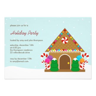 Gingerbread House Holiday Party Invitation