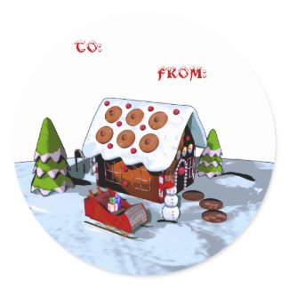 Gingerbread house Holiday Sticker Gift Tags