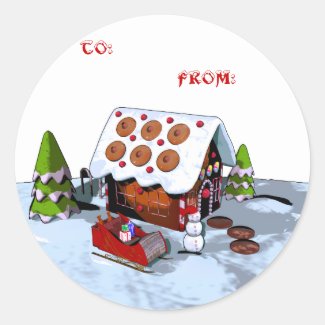 Gingerbread house Holiday Sticker Gift Tags