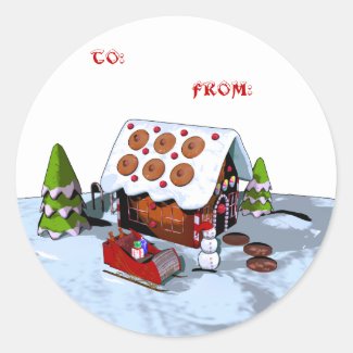 Gingerbread house Holiday Sticker Gift Tags
