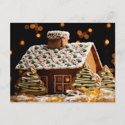 Gingerbread house postcard