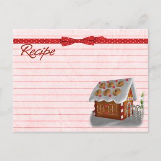 Gingerbread house recipe card postcard postcard