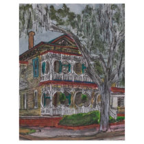 gingerbread house Savannah Georgia art painting letterhead
