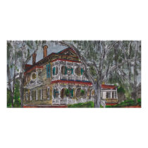 gingerbread house Savannah Georgia art painting photo cards