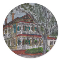 gingerbread house Savannah Georgia art painting stickers