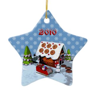 Gingerbread House Star Ceramic Holiday Ornament