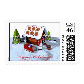 Gingerbread House Winter Holiday Postage