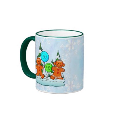 GINGERBREAD KIDS AND LOLLIPOPS by SHARON SHARPE Coffee Mugs by sharonsharpe