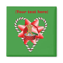 Gingerbread Man Bow Christmas Holiday Magnet