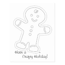 Gingerbread Man Coloring Card Post Cards