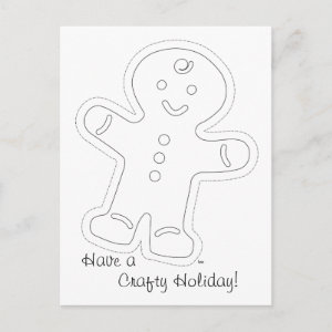 Gingerbread Man Coloring Card postcard