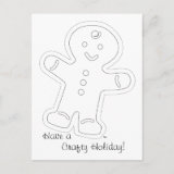 Gingerbread Man Coloring Card Post Cards