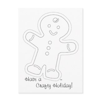 Gingerbread Man Coloring Card postcard