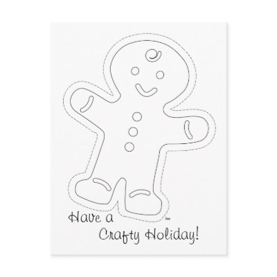 Gingerbread Man Coloring Card Post Cards by imagefactory