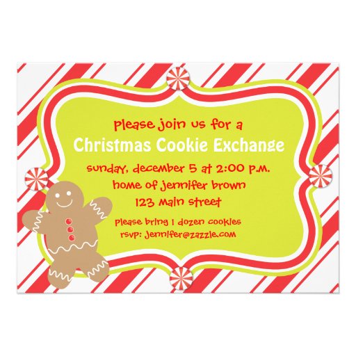 Gingerbread Man Cookie Christmas Invitation