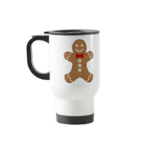 Gingerbread Man Cookie Holiday Travel Mug by mariannegilliand Gingerbread Man Cookie Holiday Travel Mug