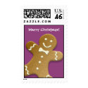 Gingerbread man cookie purple Merry Christmas stamp