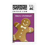 Gingerbread man cookie purple Merry Christmas Postage